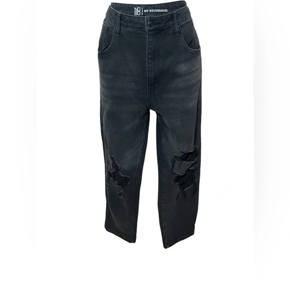No Boundaries High Rise Destructed Girlfriend Jeans - Picture 3 of 7
